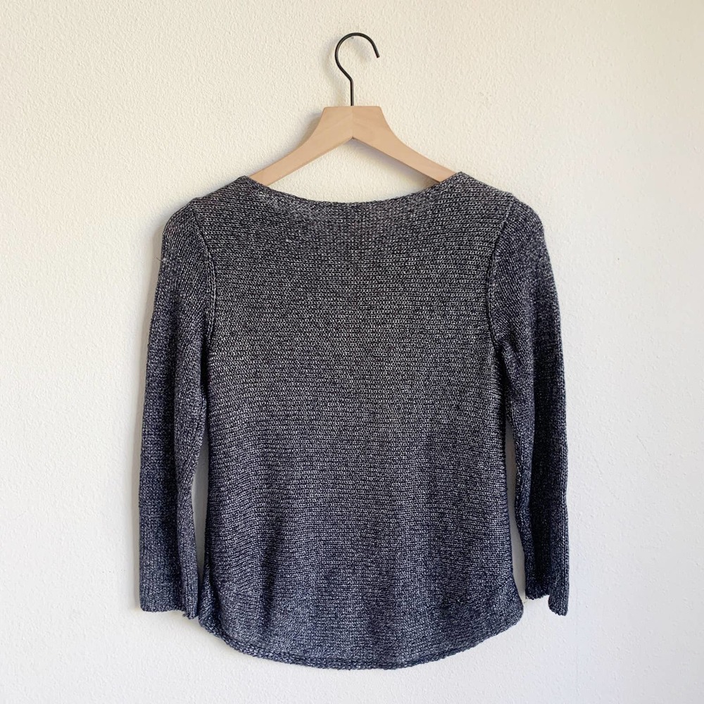 Eileen Fisher Metallic Silver Knit Sweater Linen - Picture 3 of 8